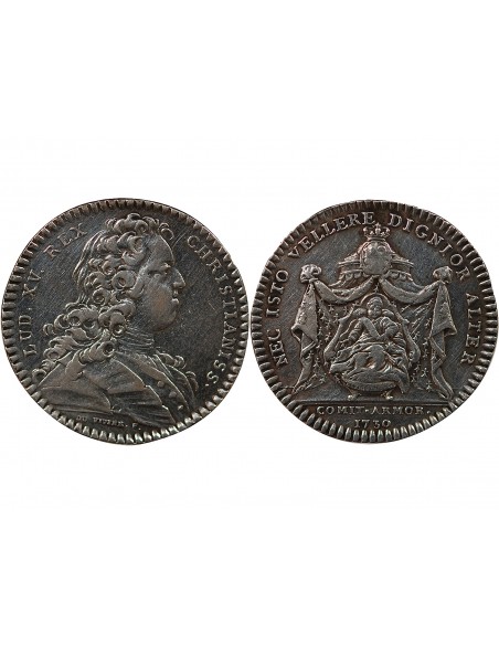 ETATS DE BRETAGNE, LOUIS XV – JETON ARGENT 1730 SAINT BRIEUC Daniel 84