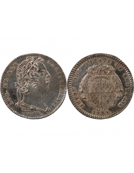 ETATS DE BRETAGNE, LOUIS XV – JETON ARGENT 1732 RENNES Daniel 86