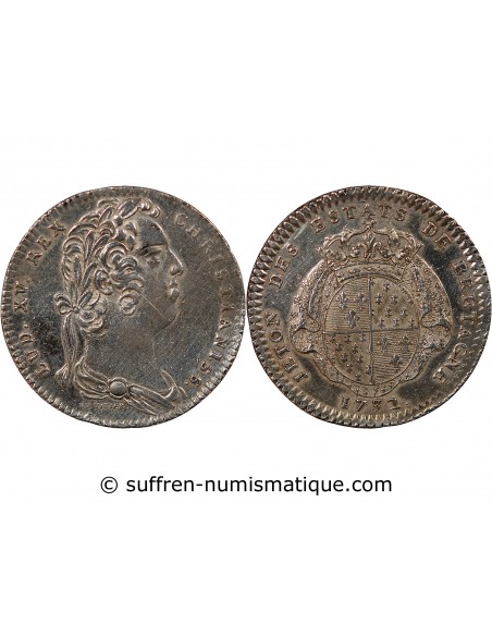 ETATS DE BRETAGNE, LOUIS XV – JETON ARGENT 1732 RENNES Daniel 86