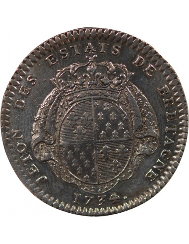 ETATS DE BRETAGNE, LOUIS XV – JETON ARGENT 1734 RENNES Daniel 87/88