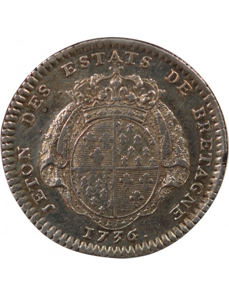 ETATS DE BRETAGNE, LOUIS XV – JETON ARGENT 1736 RENNES Daniel 89