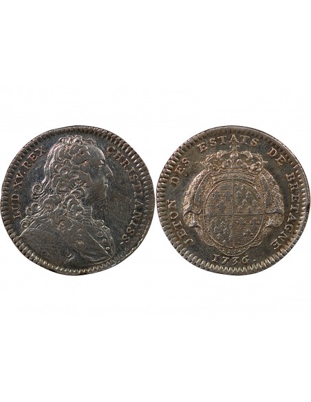 ETATS DE BRETAGNE, LOUIS XV – JETON ARGENT 1736 RENNES Daniel 89