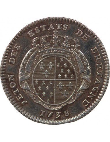 ETATS DE BRETAGNE, LOUIS XV – JETON ARGENT 1738 RENNES Daniel 90