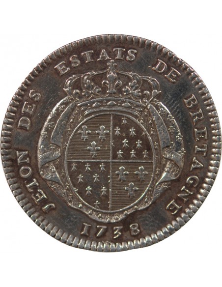 ETATS DE BRETAGNE, LOUIS XV – JETON ARGENT 1738 RENNES Daniel 90