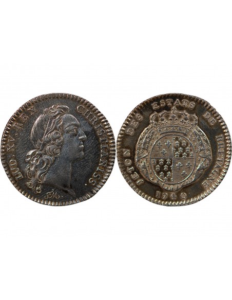 ETATS DE BRETAGNE, LOUIS XV – JETON ARGENT 1740 RENNES Daniel 92