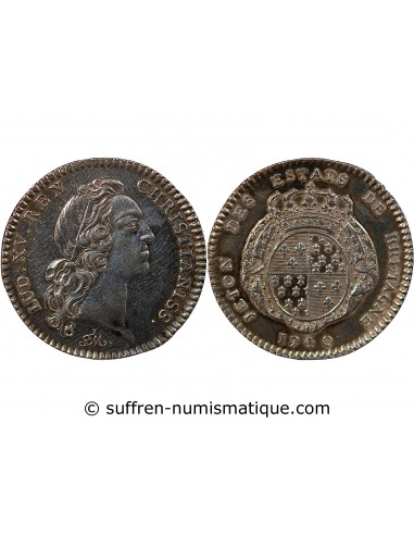 ETATS DE BRETAGNE, LOUIS XV – JETON ARGENT 1740 RENNES Daniel 92