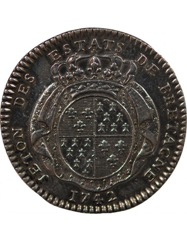 ETATS DE BRETAGNE, LOUIS XV – JETON ARGENT 1742 RENNES Daniel 93