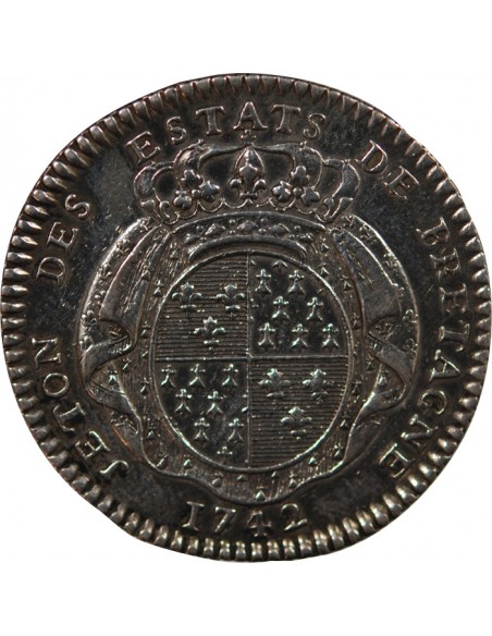 ETATS DE BRETAGNE, LOUIS XV – JETON ARGENT 1742 RENNES Daniel 93