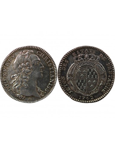 ETATS DE BRETAGNE, LOUIS XV – JETON ARGENT 1742 RENNES Daniel 93