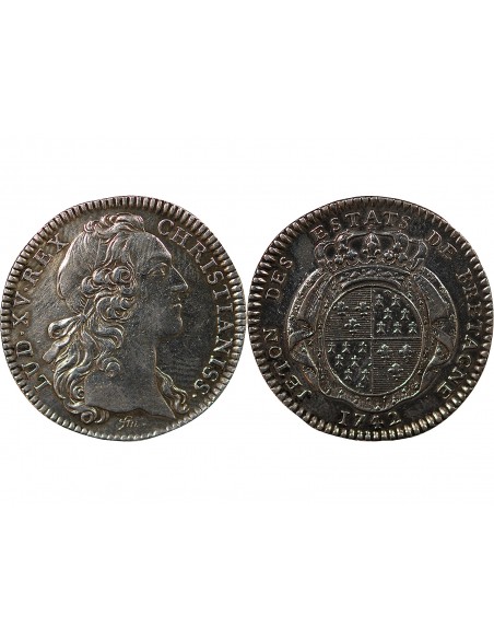 ETATS DE BRETAGNE, LOUIS XV – JETON ARGENT 1742 RENNES Daniel 93