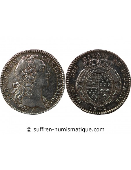 ETATS DE BRETAGNE, LOUIS XV – JETON ARGENT 1742 RENNES Daniel 93