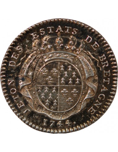 ETATS DE BRETAGNE, LOUIS XV – JETON ARGENT 1744 RENNES Daniel 95
