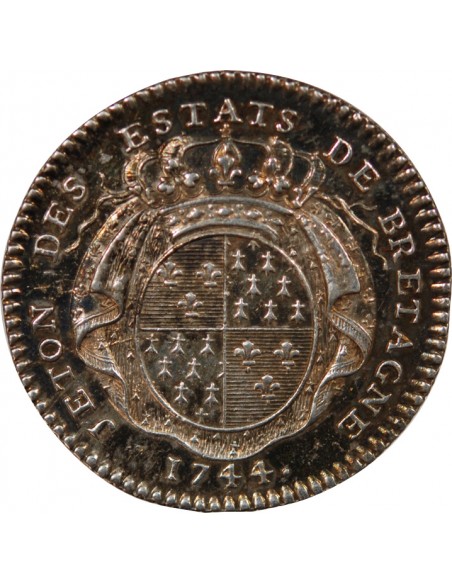 ETATS DE BRETAGNE, LOUIS XV – JETON ARGENT 1744 RENNES Daniel 95