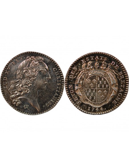 ETATS DE BRETAGNE, LOUIS XV – JETON ARGENT 1744 RENNES Daniel 95