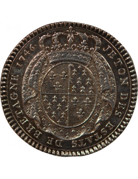 ETATS DE BRETAGNE, LOUIS XV – JETON ARGENT 1746 RENNES Daniel 97