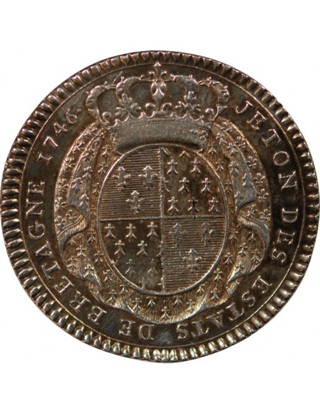 ETATS DE BRETAGNE, LOUIS XV – JETON ARGENT 1746 RENNES Daniel 97