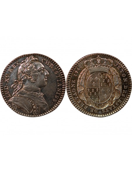 ETATS DE BRETAGNE, LOUIS XV – JETON ARGENT 1746 RENNES Daniel 97