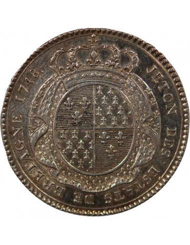 ETATS DE BRETAGNE, LOUIS XV – JETON ARGENT 1748 RENNES Daniel 99