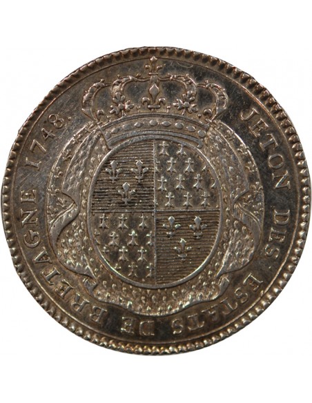 ETATS DE BRETAGNE, LOUIS XV – JETON ARGENT 1748 RENNES Daniel 99