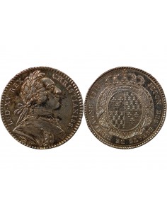 ETATS DE BRETAGNE, LOUIS XV – JETON ARGENT 1748 RENNES Daniel 99 2