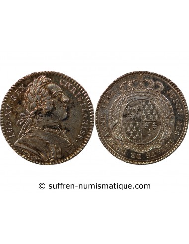 ETATS DE BRETAGNE, LOUIS XV – JETON ARGENT 1748 RENNES Daniel 99
