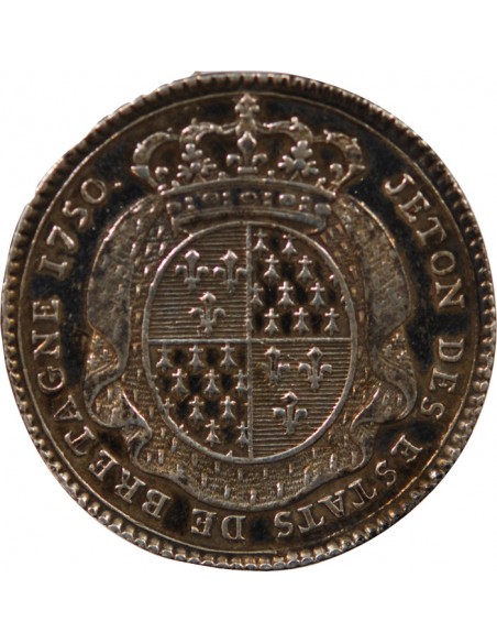 ETATS DE BRETAGNE, LOUIS XV – JETON ARGENT 1750 RENNES Daniel 100