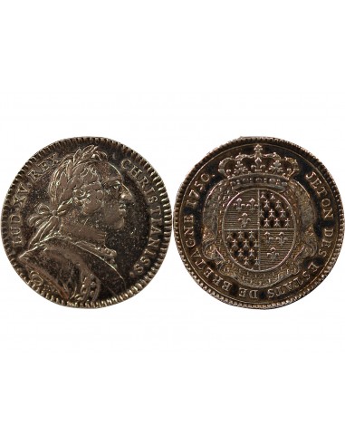 ETATS DE BRETAGNE, LOUIS XV – JETON ARGENT 1750 RENNES Daniel 100