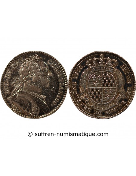 ETATS DE BRETAGNE, LOUIS XV – JETON ARGENT 1750 RENNES Daniel 100