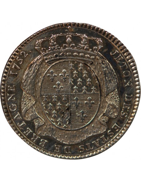 ETATS DE BRETAGNE, LOUIS XV – JETON ARGENT 1752 RENNES Daniel 101