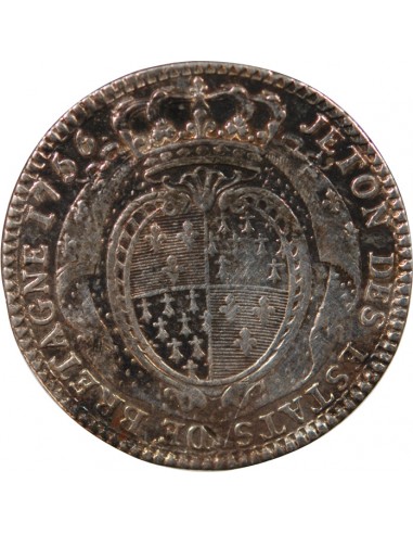 ETATS DE BRETAGNE, LOUIS XV – JETON ARGENT 1756 RENNES Daniel 103