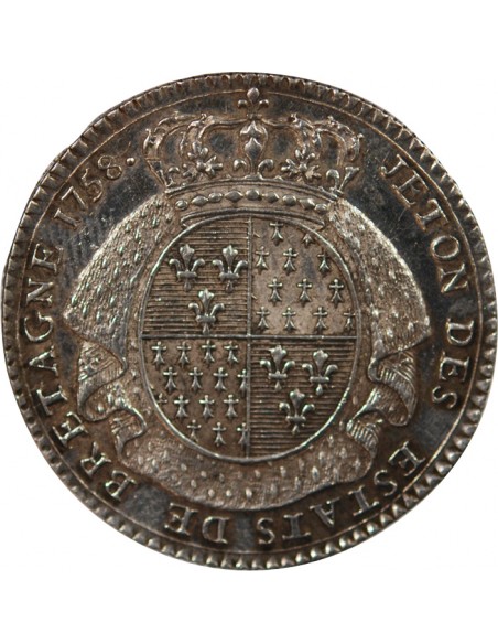 ETATS DE BRETAGNE, LOUIS XV – JETON ARGENT 1758 SAINT BRIEUC Daniel 105