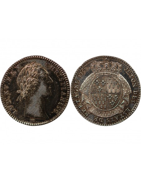ETATS DE BRETAGNE, LOUIS XV – JETON ARGENT 1758 SAINT BRIEUC Daniel 105