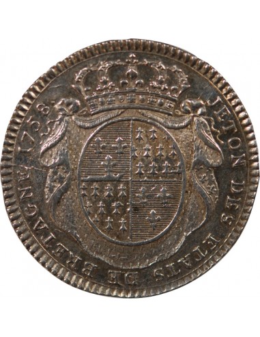 ETATS DE BRETAGNE, LOUIS XV – JETON ARGENT 1758 SAINT BRIEUC Daniel 107