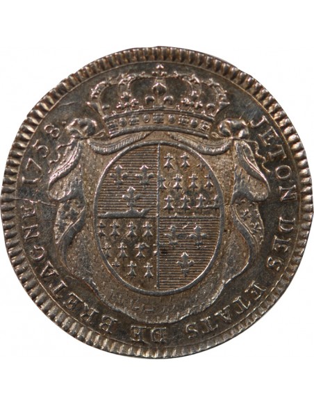ETATS DE BRETAGNE, LOUIS XV – JETON ARGENT 1758 SAINT BRIEUC Daniel 107