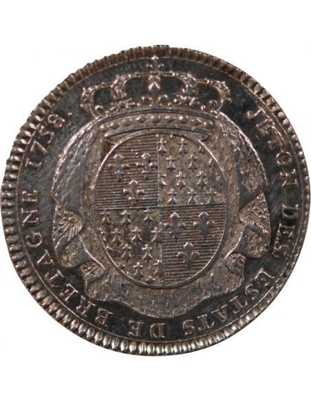 ETATS DE BRETAGNE, LOUIS XV – JETON ARGENT 1758 SAINT BRIEUC Daniel 106