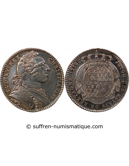 ETATS DE BRETAGNE, LOUIS XV – JETON ARGENT 1758 SAINT BRIEUC Daniel 106