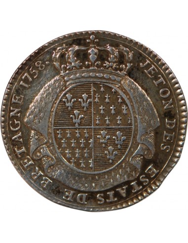 ETATS DE BRETAGNE, LOUIS XV – JETON ARGENT 1758 SAINT BRIEUC Daniel 109