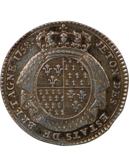 ETATS DE BRETAGNE, LOUIS XV – JETON ARGENT 1758 SAINT BRIEUC Daniel 109