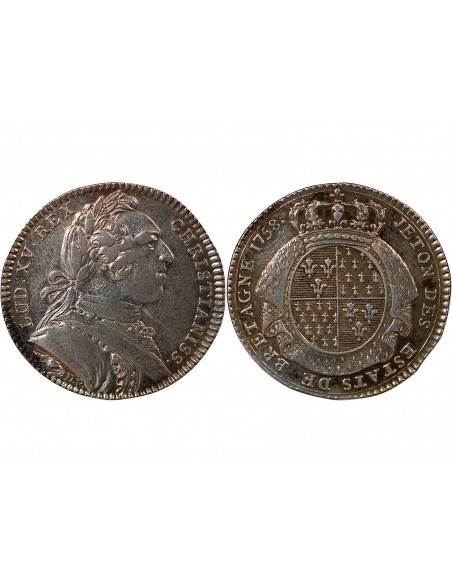 ETATS DE BRETAGNE, LOUIS XV – JETON ARGENT 1758 SAINT BRIEUC Daniel 109