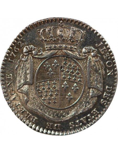 ETATS DE BRETAGNE, LOUIS XV – JETON ARGENT 1762 RENNES Daniel 112
