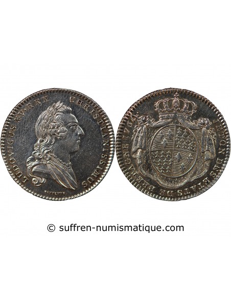 ETATS DE BRETAGNE, LOUIS XV – JETON ARGENT 1764 RENNES Daniel 113