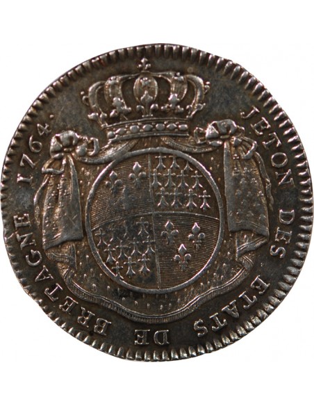 ETATS DE BRETAGNE, LOUIS XV – JETON ARGENT 1764 RENNES Daniel 115