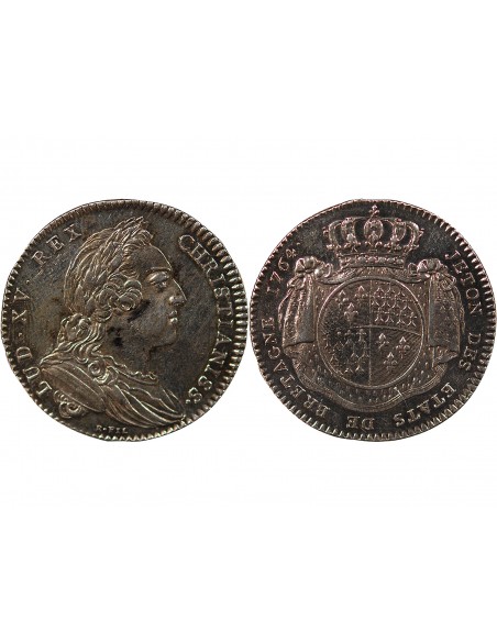 ETATS DE BRETAGNE, LOUIS XV – JETON ARGENT 1764 RENNES Daniel 115
