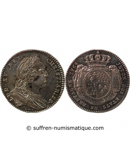 ETATS DE BRETAGNE, LOUIS XV – JETON ARGENT 1764 RENNES Daniel 115