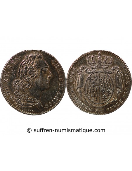 ETATS DE BRETAGNE, LOUIS XV – JETON ARGENT 1764 RENNES Daniel 115