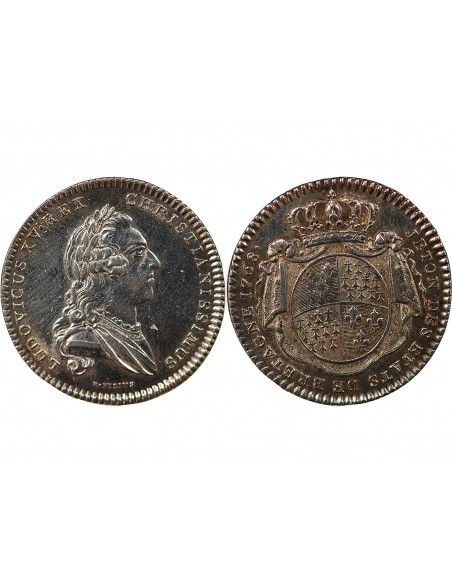 ETATS DE BRETAGNE, LOUIS XV – JETON ARGENT 1768 RENNES Daniel 118