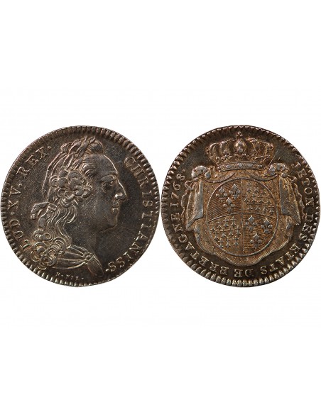 ETATS DE BRETAGNE, LOUIS XV – JETON ARGENT 1768 RENNES Daniel 119