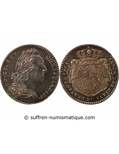 ETATS DE BRETAGNE, LOUIS XV – JETON ARGENT 1768 RENNES Daniel 119