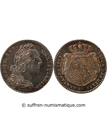 ETATS DE BRETAGNE, LOUIS XV – JETON ARGENT 1768 RENNES Daniel 119