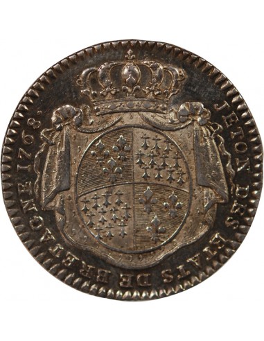 ETATS DE BRETAGNE, LOUIS XV – JETON ARGENT 1768 RENNES Daniel 119